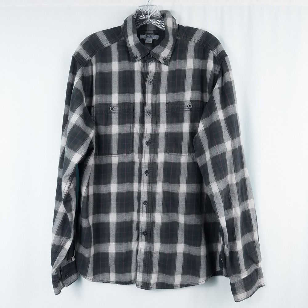 Gander‎ Mountain Guide Series Mens Large Plaid Cotton Button Down Shirt Pockets
